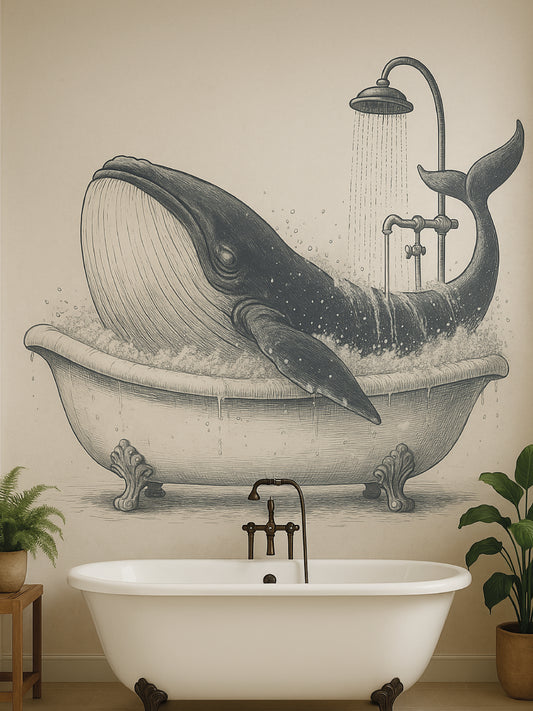 Papel Mural / Ballena en la ducha