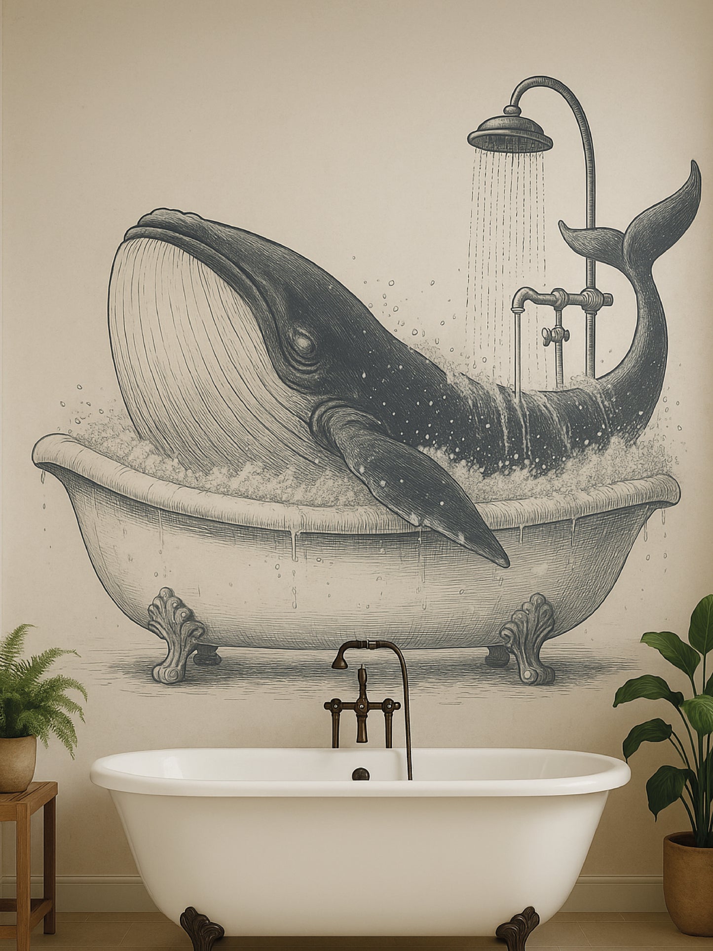 Papel Mural / Ballena en la ducha